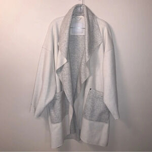 Sosken Cardigan Coat Oversized Open Front Grey Bone Draped XL